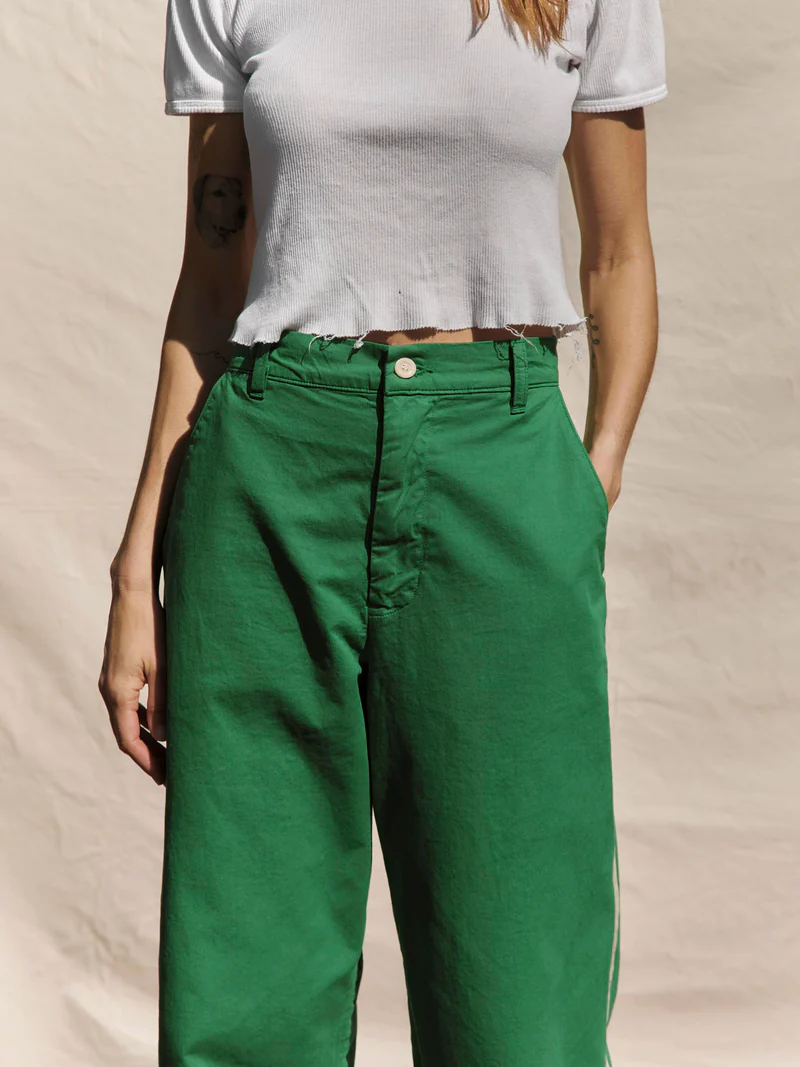 baker striped trouser in kelly green 2